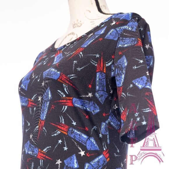 Lularoe Julia dress size S fireworks red blue Firecracker casual comfy  💖2/$30 - Picture 9 of 12